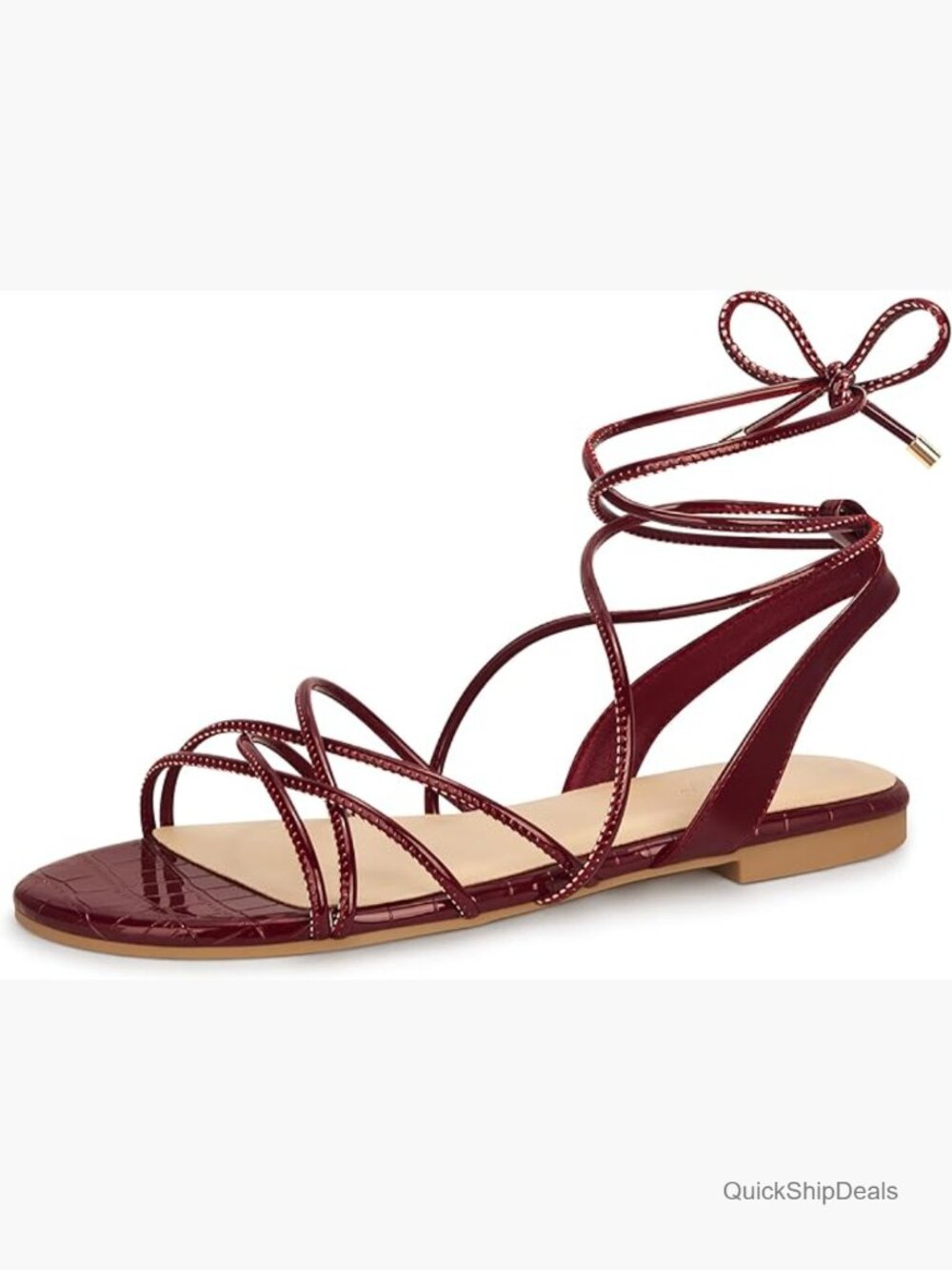 Gladiator Lace Up Flat Sandals Open Toe Tie Up Shoes